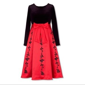 Rare Editions Girls Long Sleeve Red & Black Dress